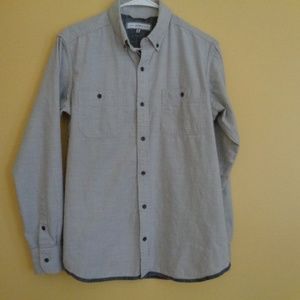 Light grey textured button down long sleeve